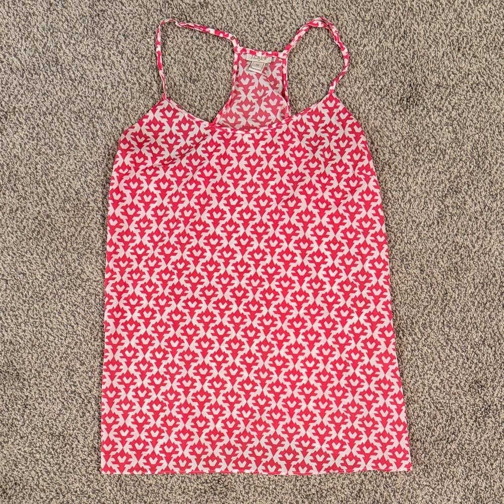 J. Crew Pink and White Patterned Tank Top